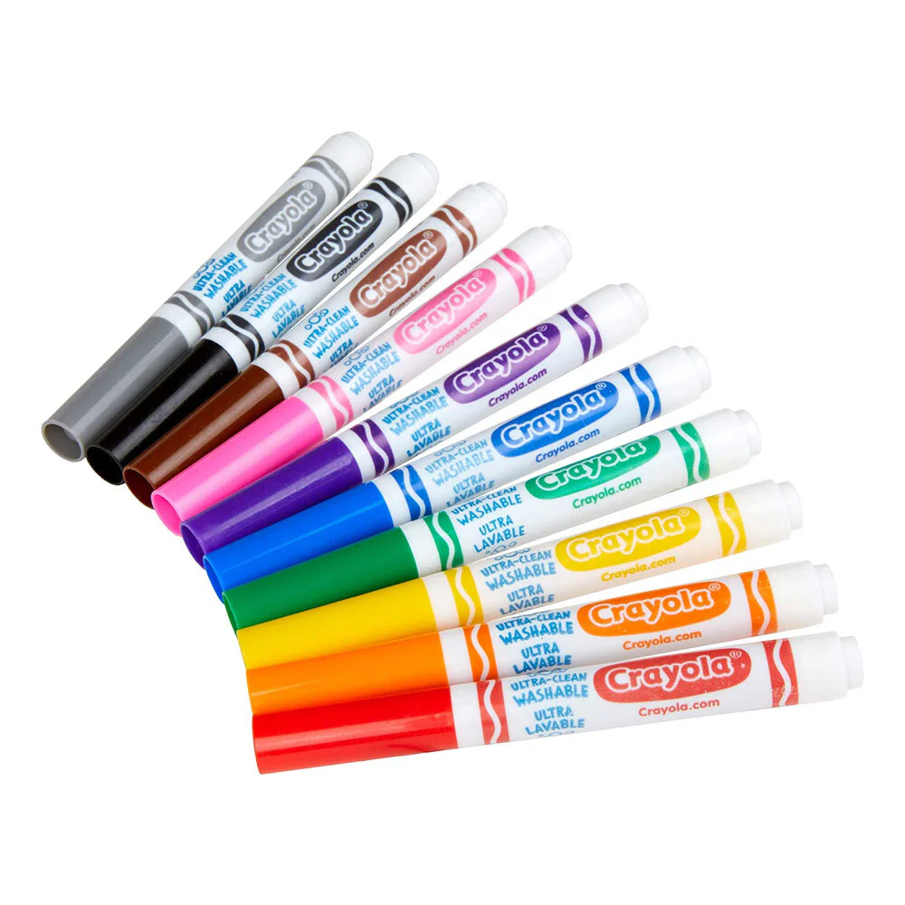 10pc Crayola Ultra Clean Classic Colours Washable Markers For Kids 4+ - Image 7