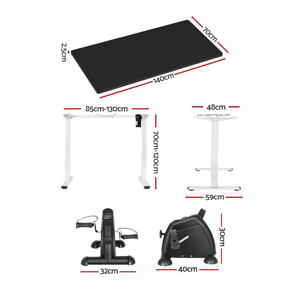 140cm Artiss Electric Standing Desk with Mini Pedal Exercise Bike Home Office - Image 4