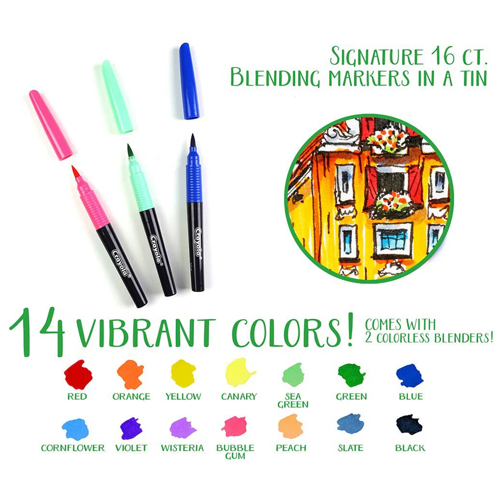 16pc Crayola Signature Blending Markers w/ Tin 9y+ - Image 2