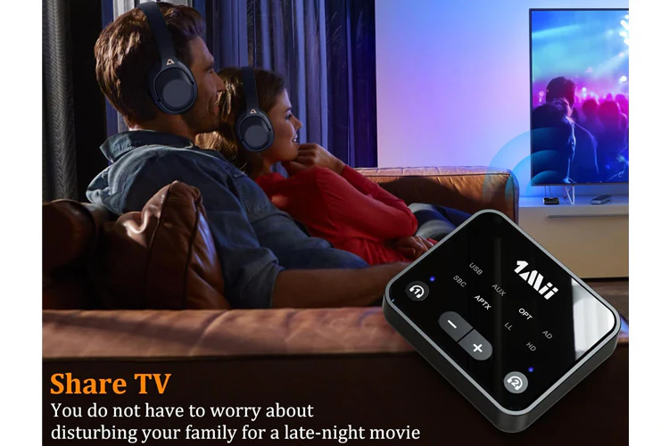 1Mii B06T6 Bluetooth 5.3 Transmitter to 2 Wireless Headphones - Image 4