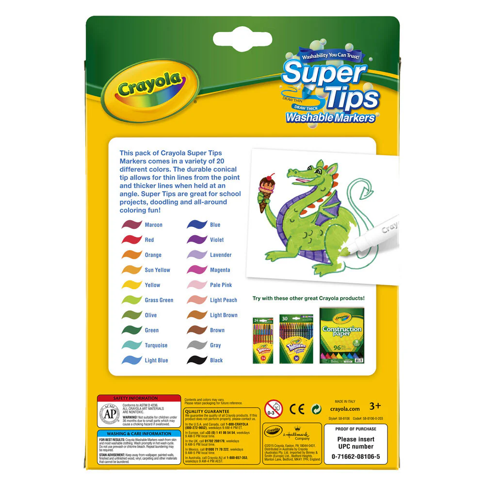 20pc Crayola Super Tips Washable Markers Kids 3y+ - Image 3