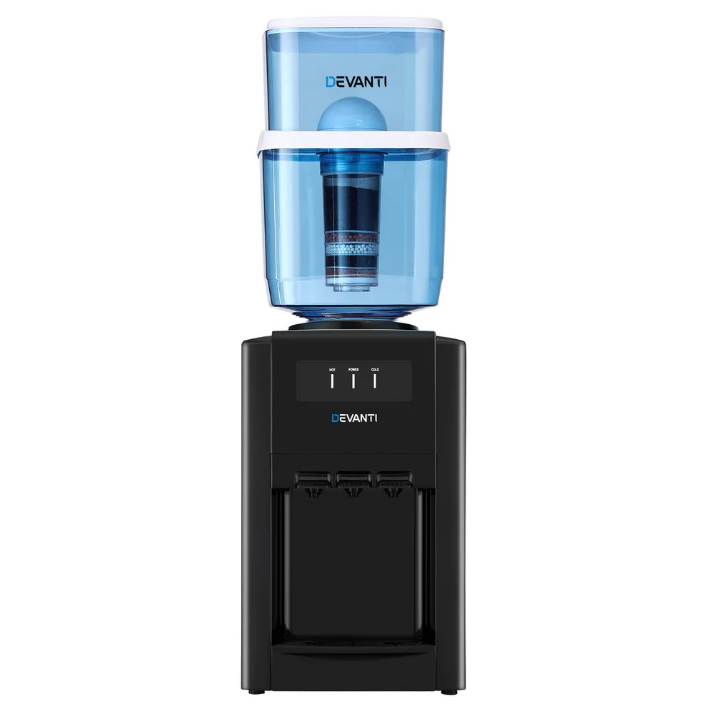 22L Devanti Water Cooler Dispenser Bench Top 3 Taps Chiller Filter Purifier Three Taps Black - Image 3