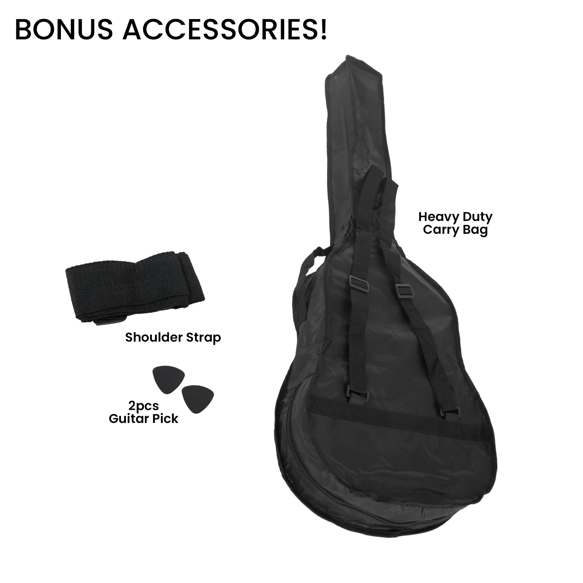 38in Karrera Acoustic Guitar Steel Strings Carry Bag Shoulder Strap Sun Burst - Image 5