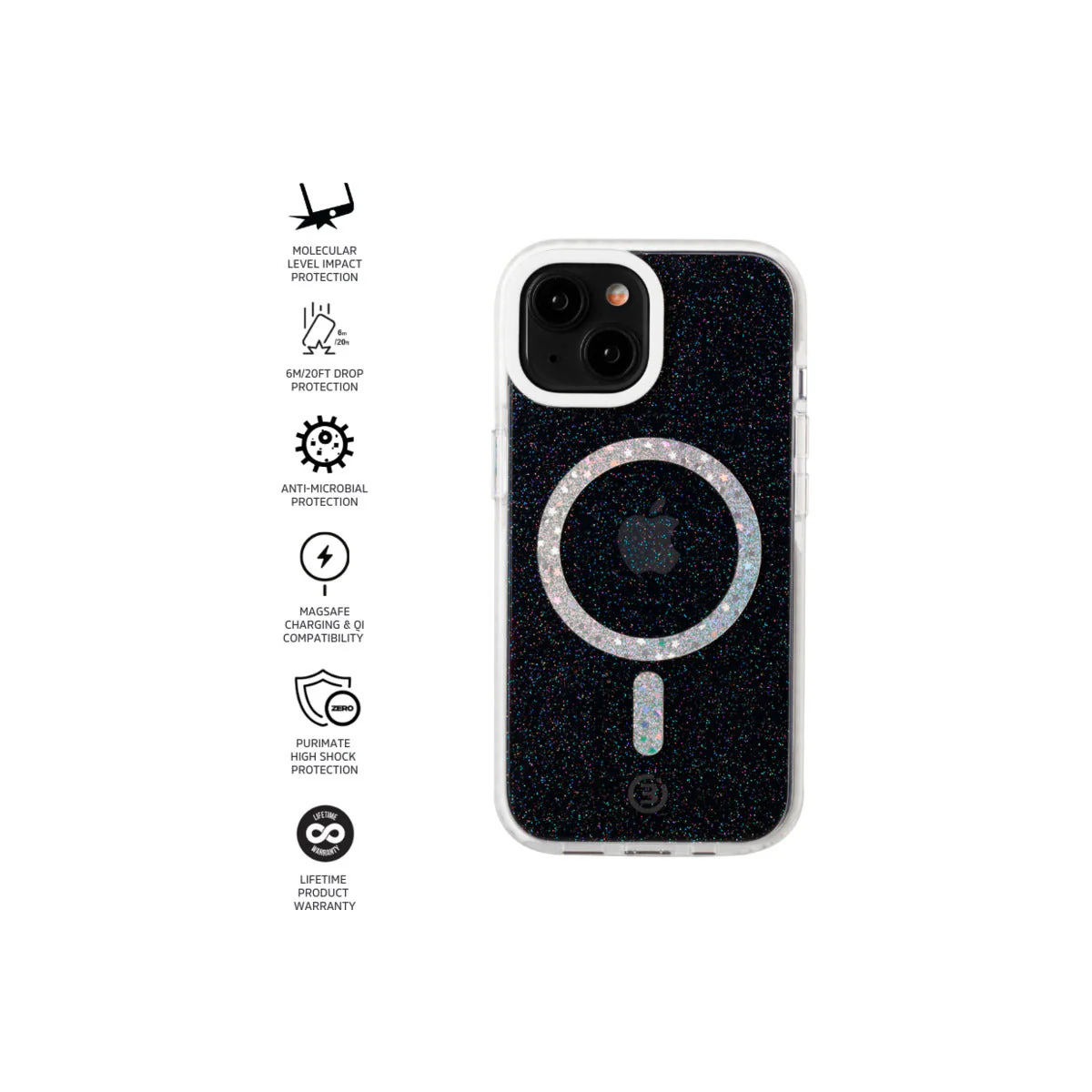 3sixT Impact Zero Galaxy - Apple iPhone 15 (Clear/Glitter) - Image 2