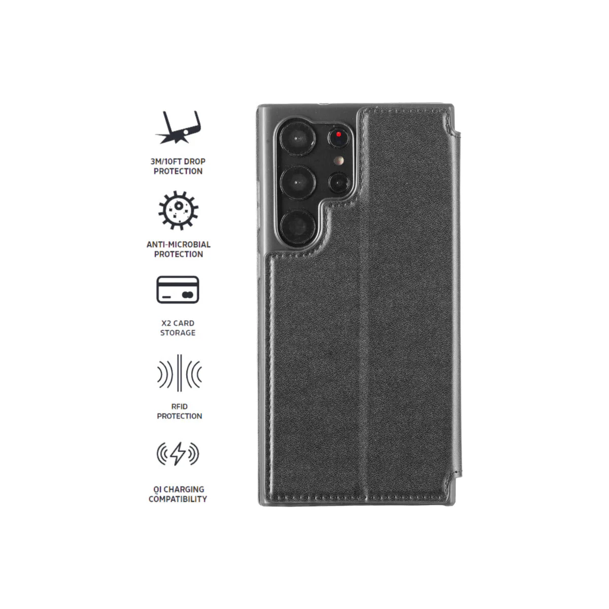 3sixT SlimFolio Phone Case for Samsung Galaxy S23 Ultra - Black - Image 2