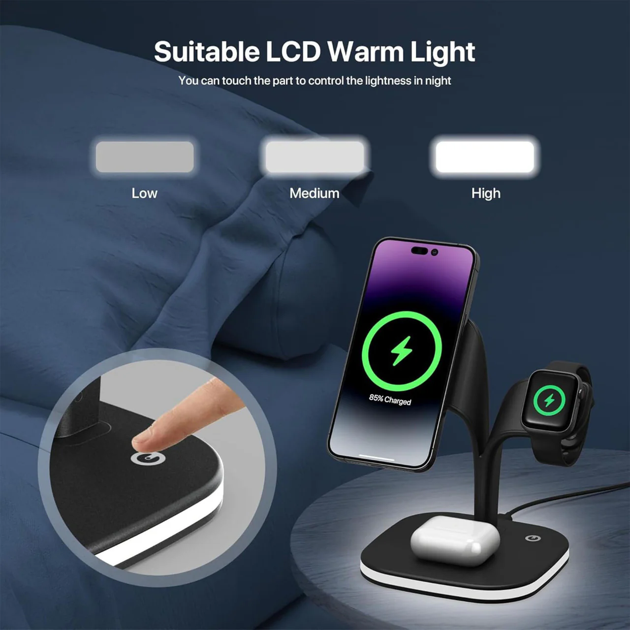 5-in-1 Wireless Fast Multi Device Charging Station with Night Light - Image 7