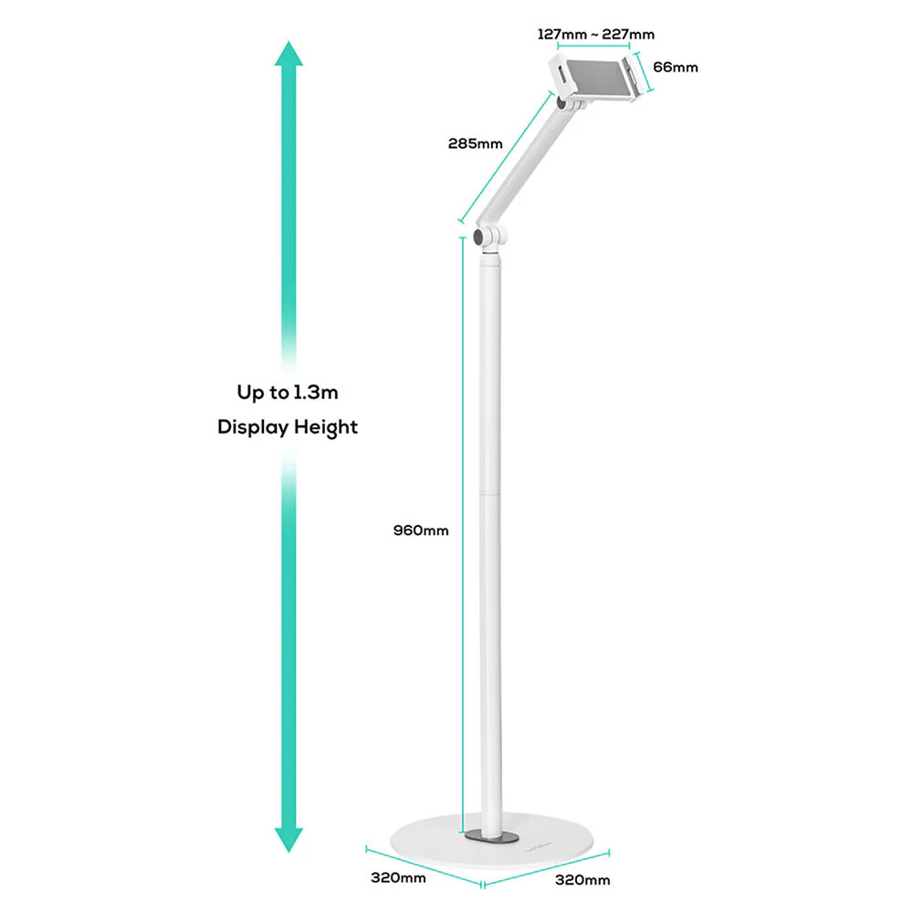 Activiva Universal iPad & Tablet Floor Stand 1.3m 4.7-12.9" (White) - Image 5
