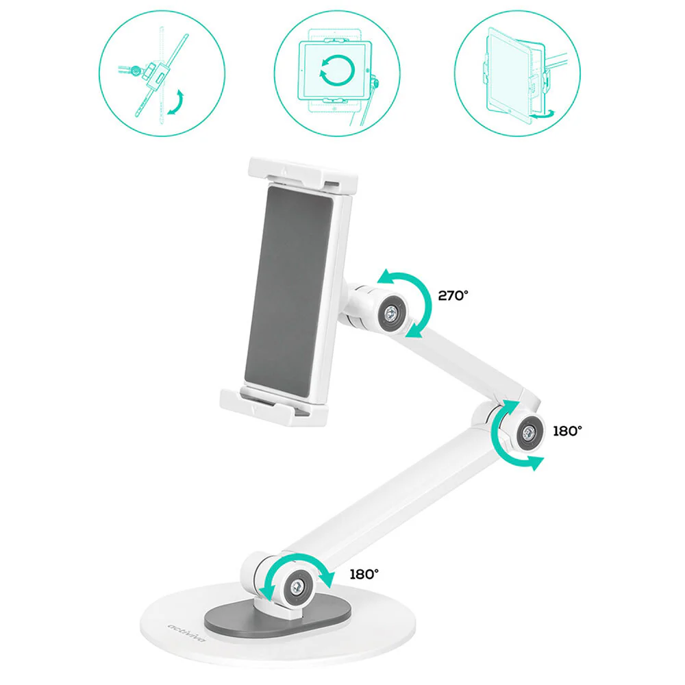 Activiva Universal iPad & Tablet Tabletop Stand 4.7"-12.9" (White) - Image 3
