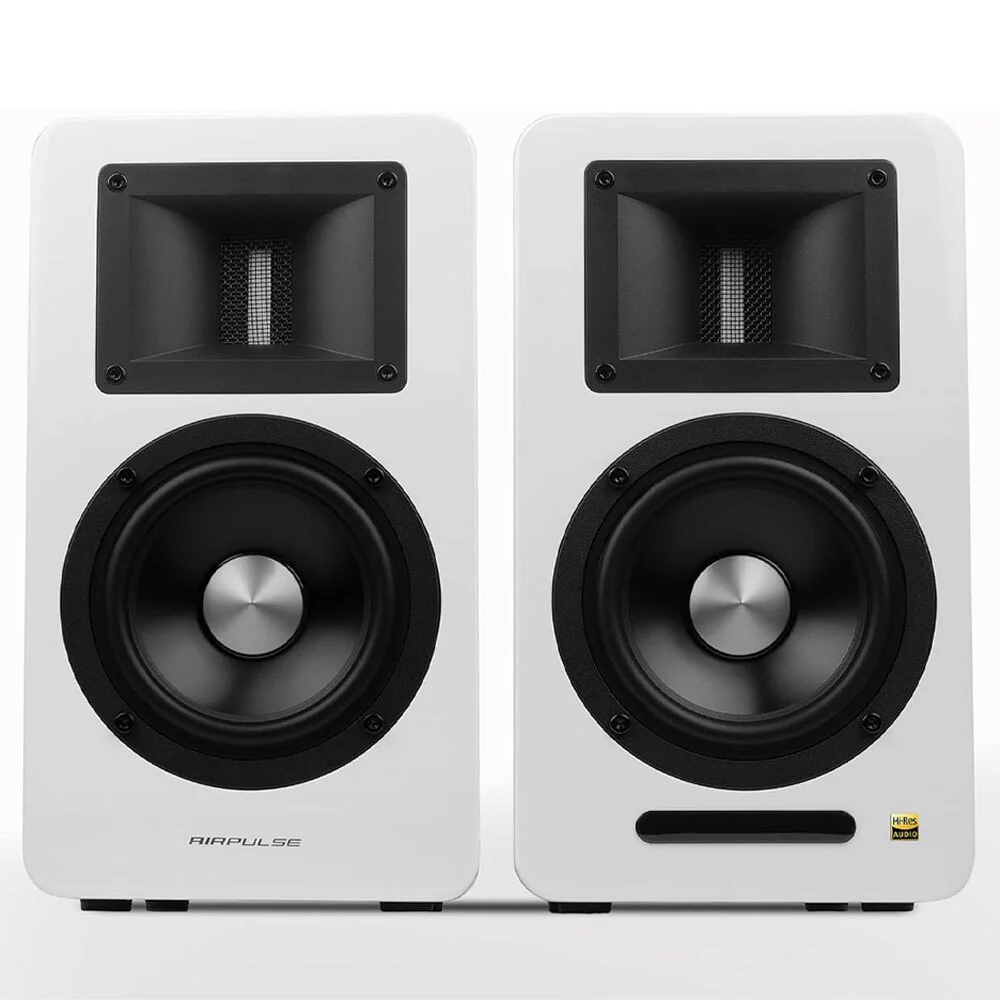 Airpulse A100 Wireless Active Bookshelf Speakers (White) - Image 2