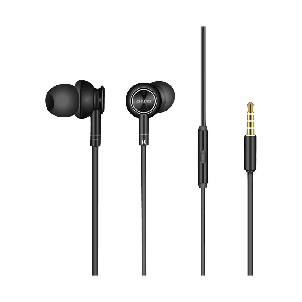 Aiwa In-Ear Gel Performance Wired Earbuds with Mic (Black) - Image 2