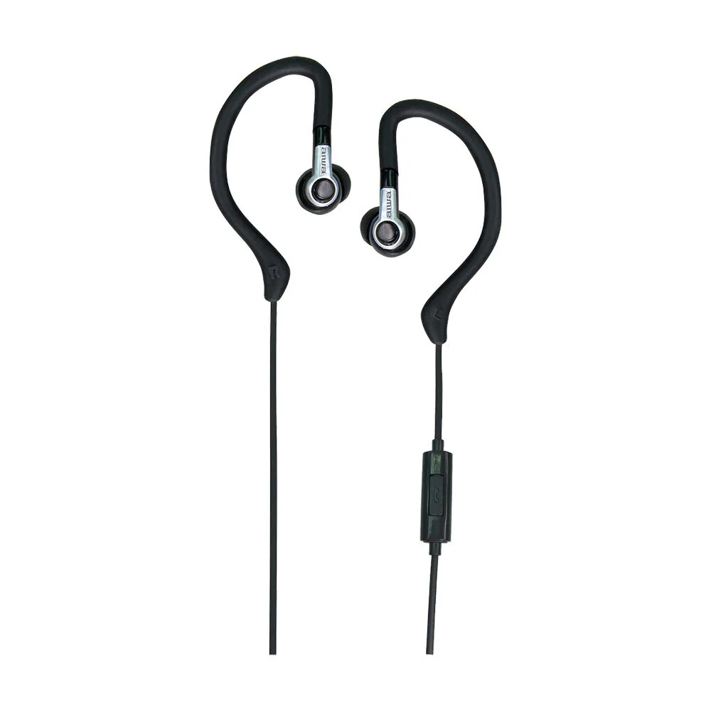 AIWA In-Ear Hook Gel Sports 1.2m Wired Earbuds (Black)