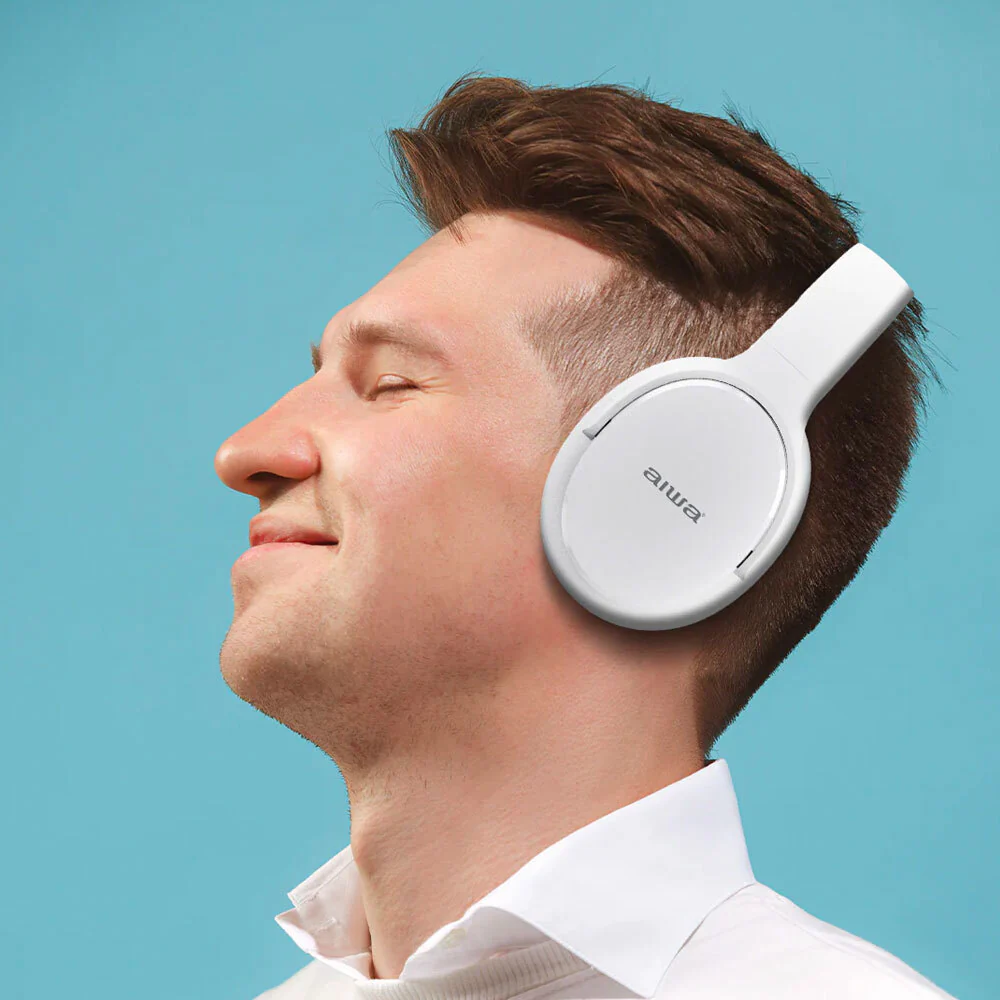 AIWA Over-Ear Bluetooth Headphones with AUX & Airplane Adapter (Black) - Image 5