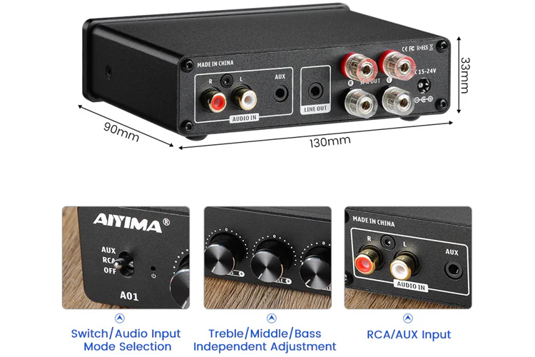 AIYIMA A01 100W 2-Channel Class-D Amplifier - Image 3