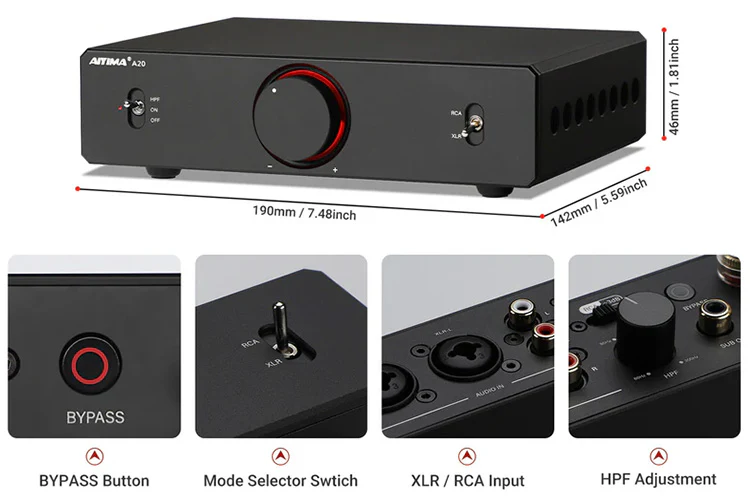 AIYIMA A20 Hi-Fi Balanced 2.1 Amplifier, 240W Power Supply - Image 4