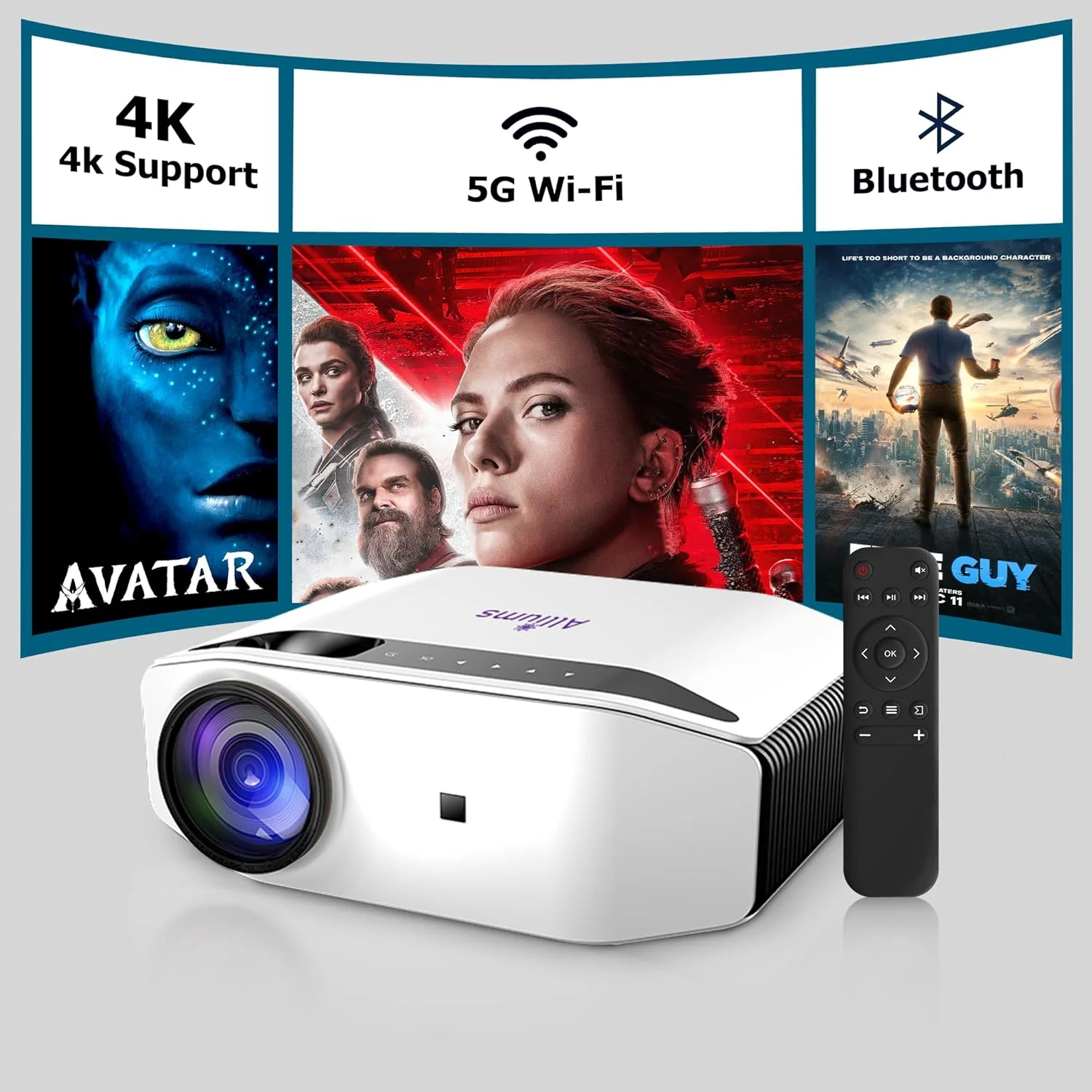 ALLIUMS 4K Projector with Wi-Fi & Bluetooth (White) - Image 2