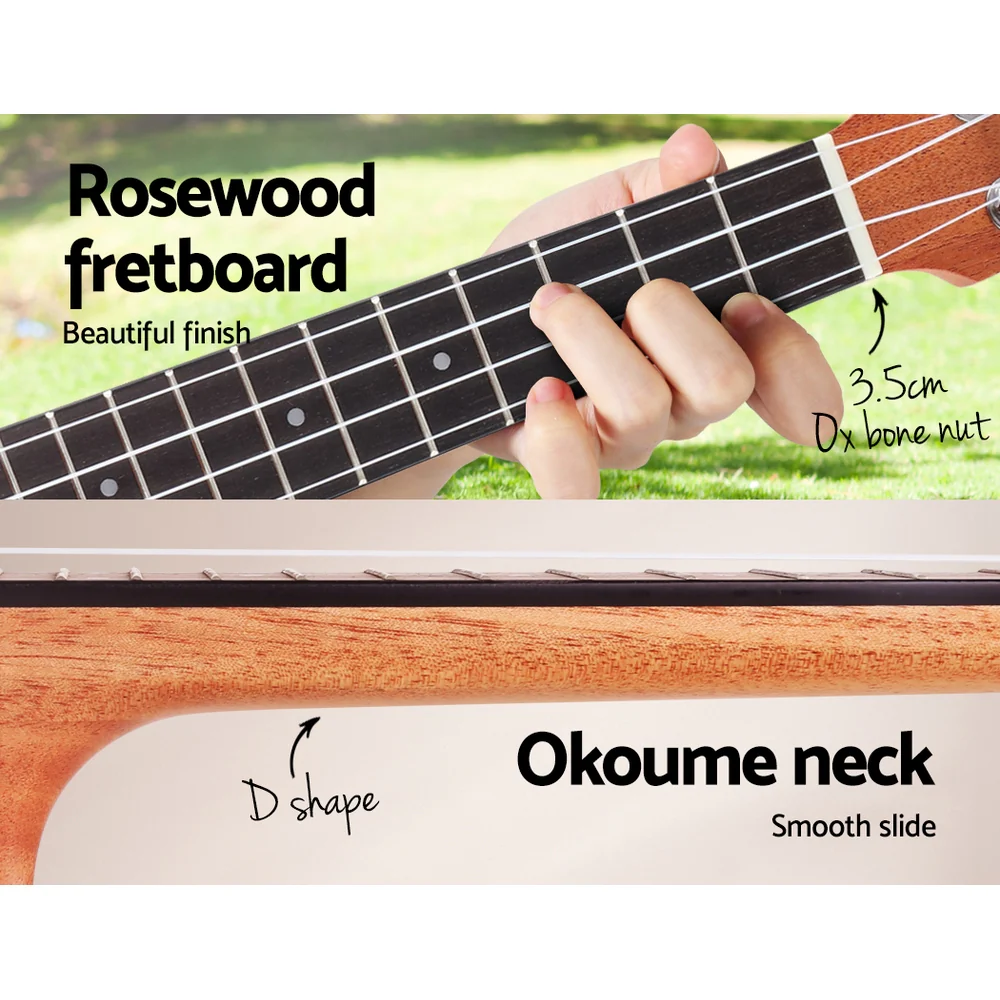 Alpha 26" Ukulele Natural Mahogany Tenor Beginner Gift w/ Carry Bag - Image 5
