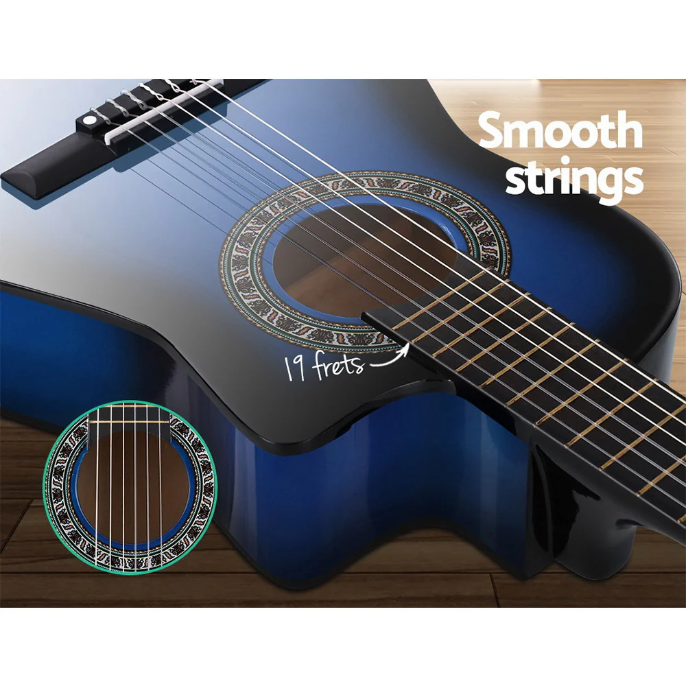 Alpha 34" Classical Guitar Wooden Body Nylon String Beginner Kids Gift (Blue) - Image 4