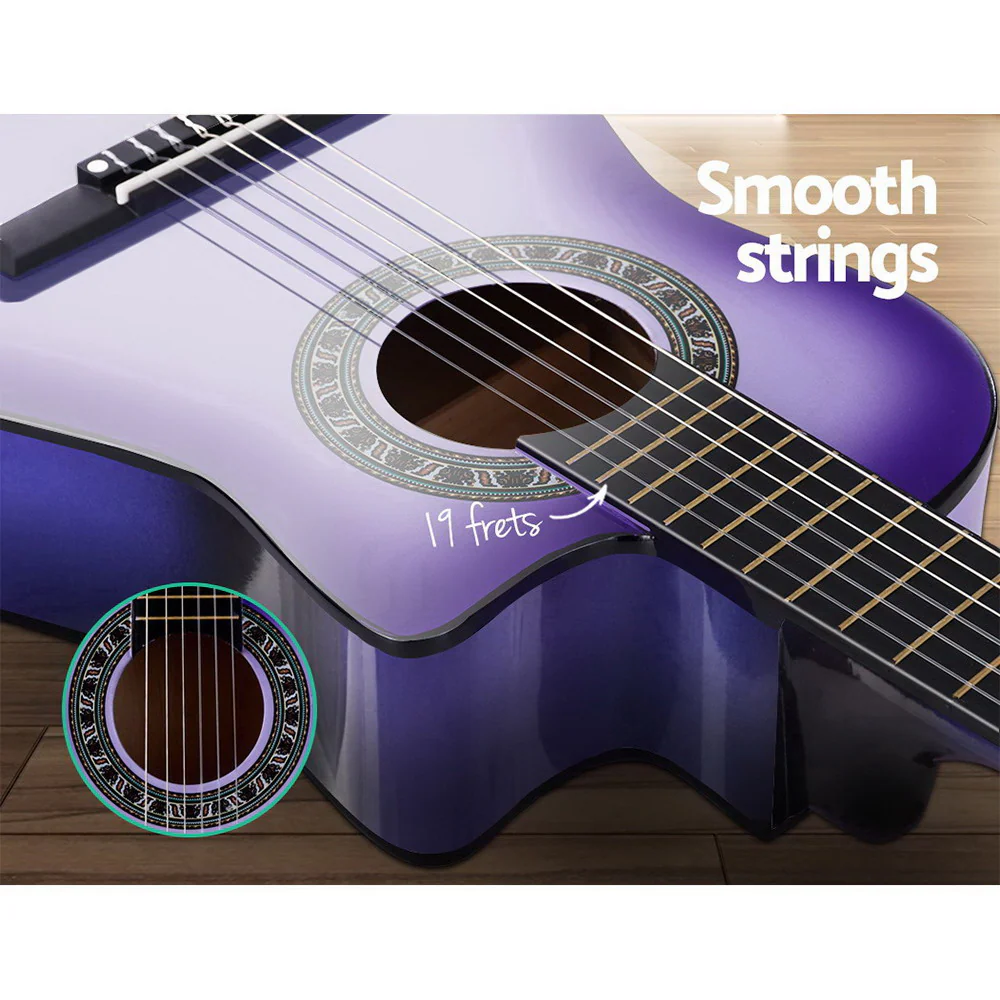 Alpha 34" Classical Guitar Wooden Body Nylon String Beginner Kids Gift (Purple) - Image 4