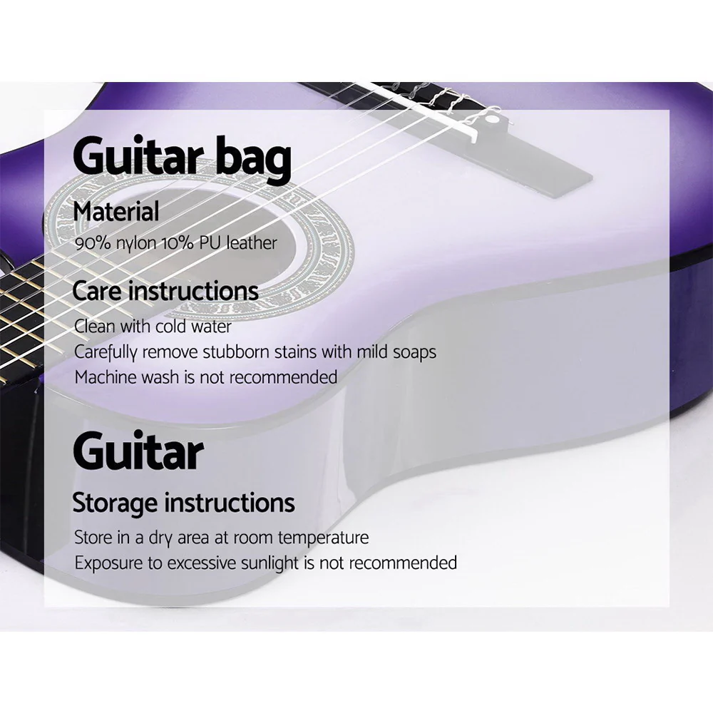 Alpha 34" Classical Guitar Wooden Body Nylon String Beginner Kids Gift (Purple) - Image 6