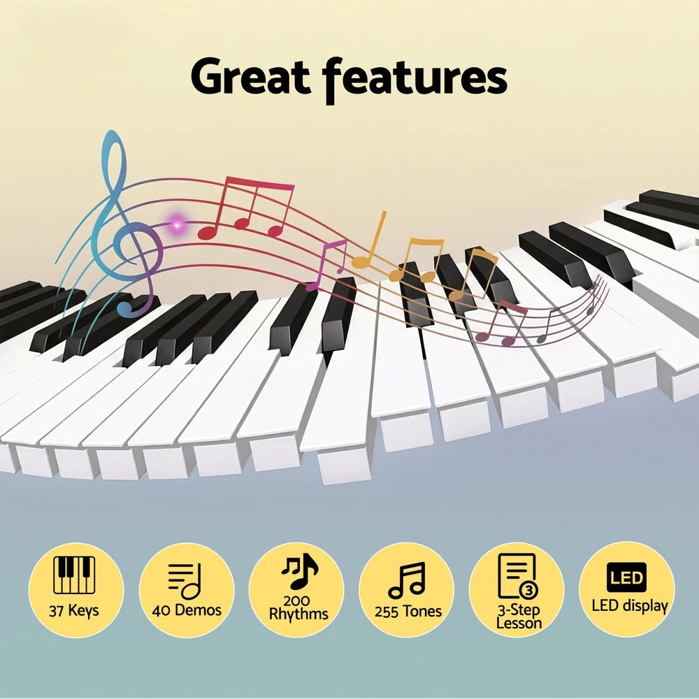 Alpha 37-Key Digital Piano Keyboard Electric (Black) - Image 4
