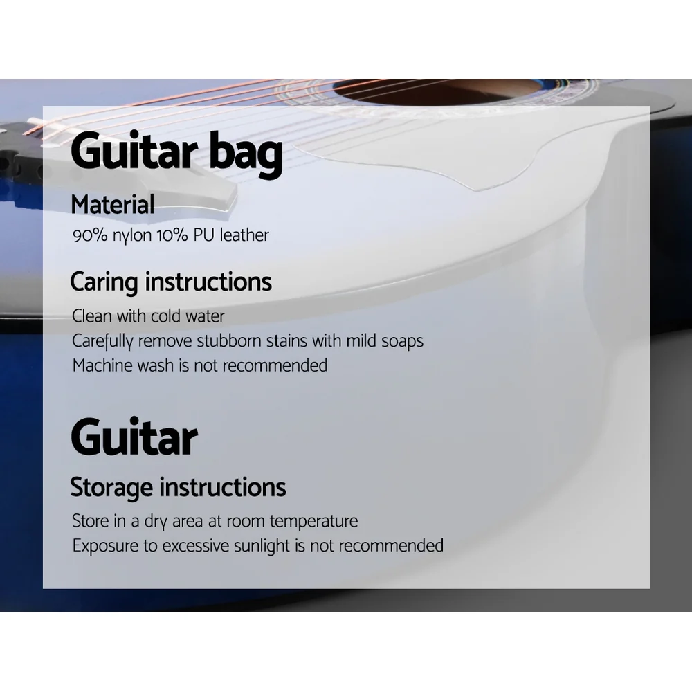 Alpha 38 Inch Acoustic Guitar Wooden Body Steel String Cutaway Blue - Image 7