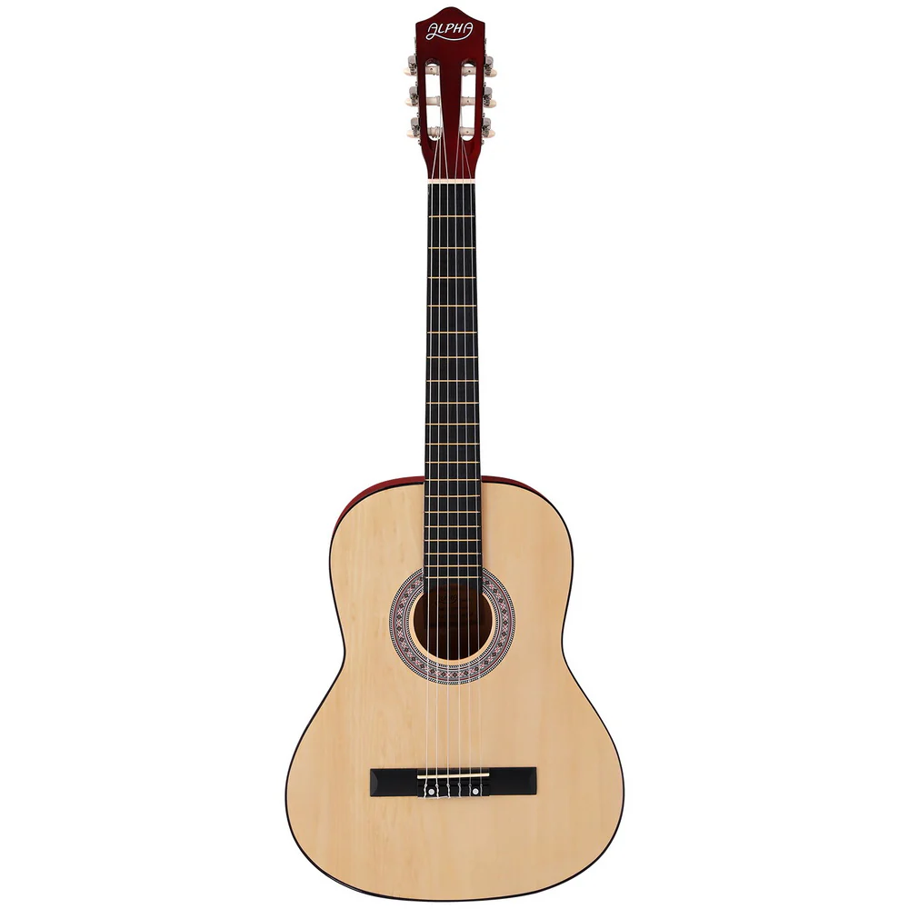 Alpha 39 Inch Classical Guitar Wooden Body Nylon String Beginner Gift Natural - Image 3