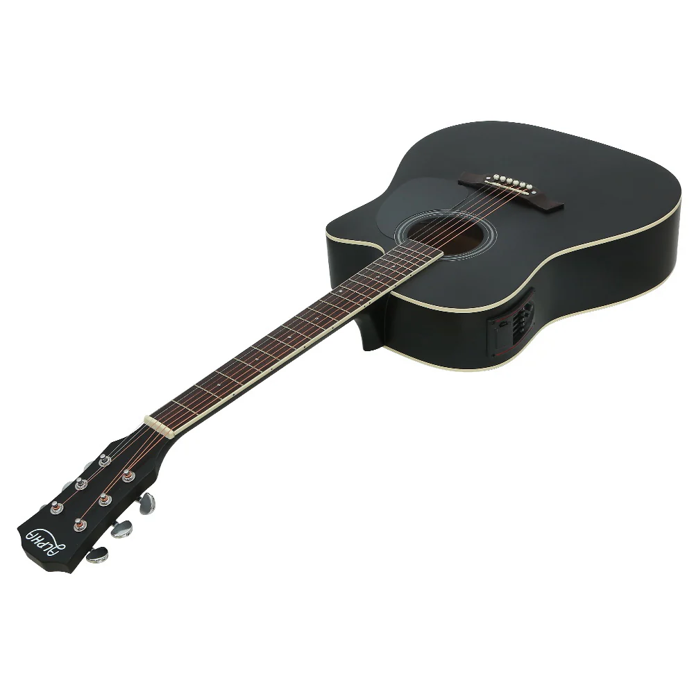 Alpha 41" Acoustic Guitar Equaliser Electric Output Jack Cutaway (Black) - Image 3