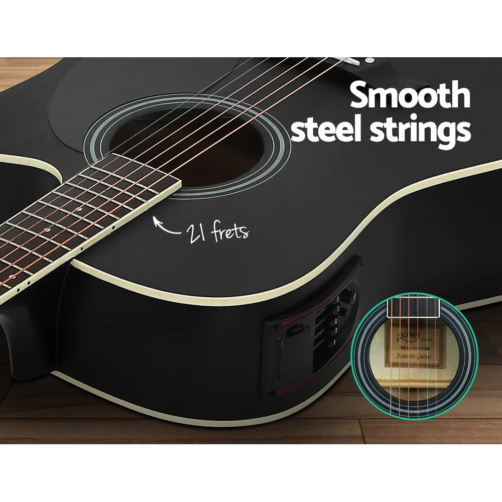 Alpha 41" Acoustic Guitar Equaliser Electric Output Jack Cutaway (Black) - Image 6