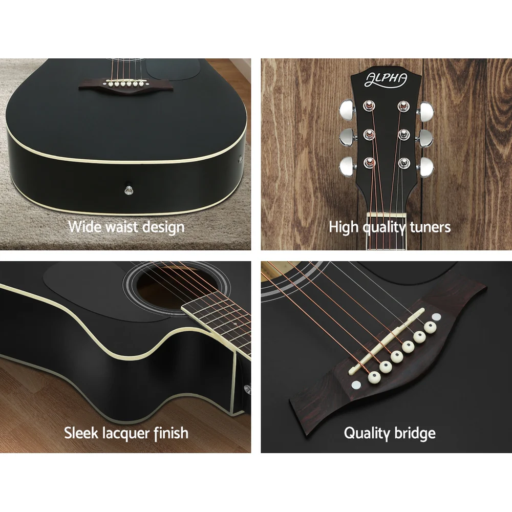 Alpha 41" Acoustic Guitar Equaliser Electric Output Jack Cutaway (Black) - Image 7