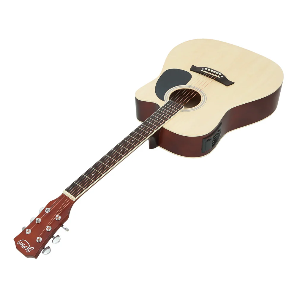 Alpha 41" Acoustic Guitar Equaliser Electric Output Jack Cutaway (Wood) - Image 3