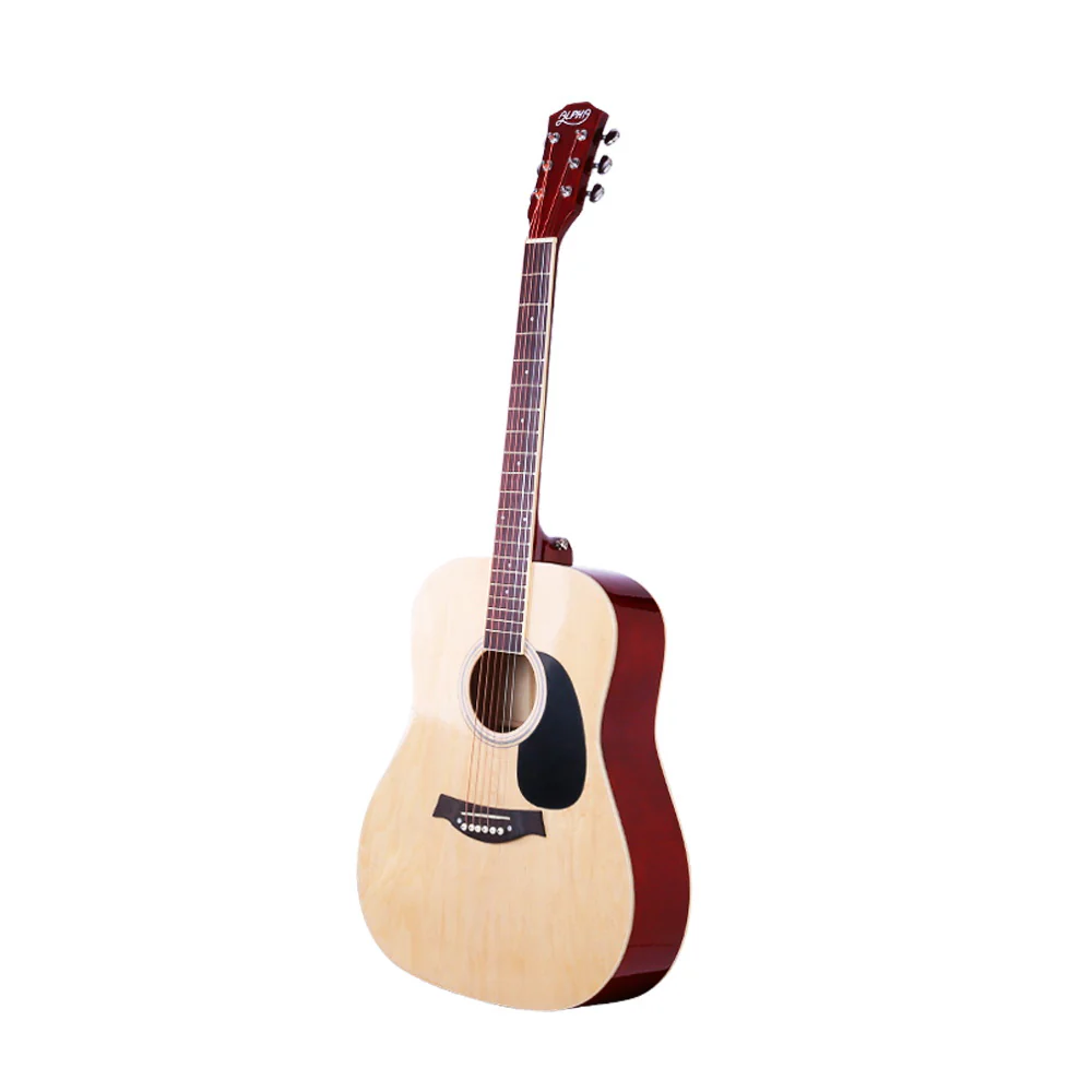 Alpha 41" Acoustic Guitar Wooden Body Steel String Dreadnought (Wood) - Image 3