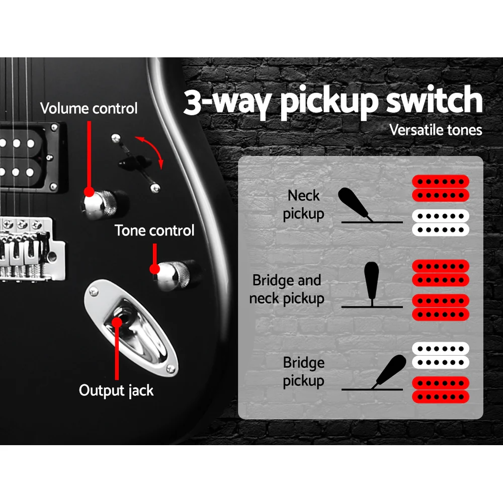 Alpha 41" Electirc Guitar Humbucker Pickup Switch Full Size (Black) - Image 6