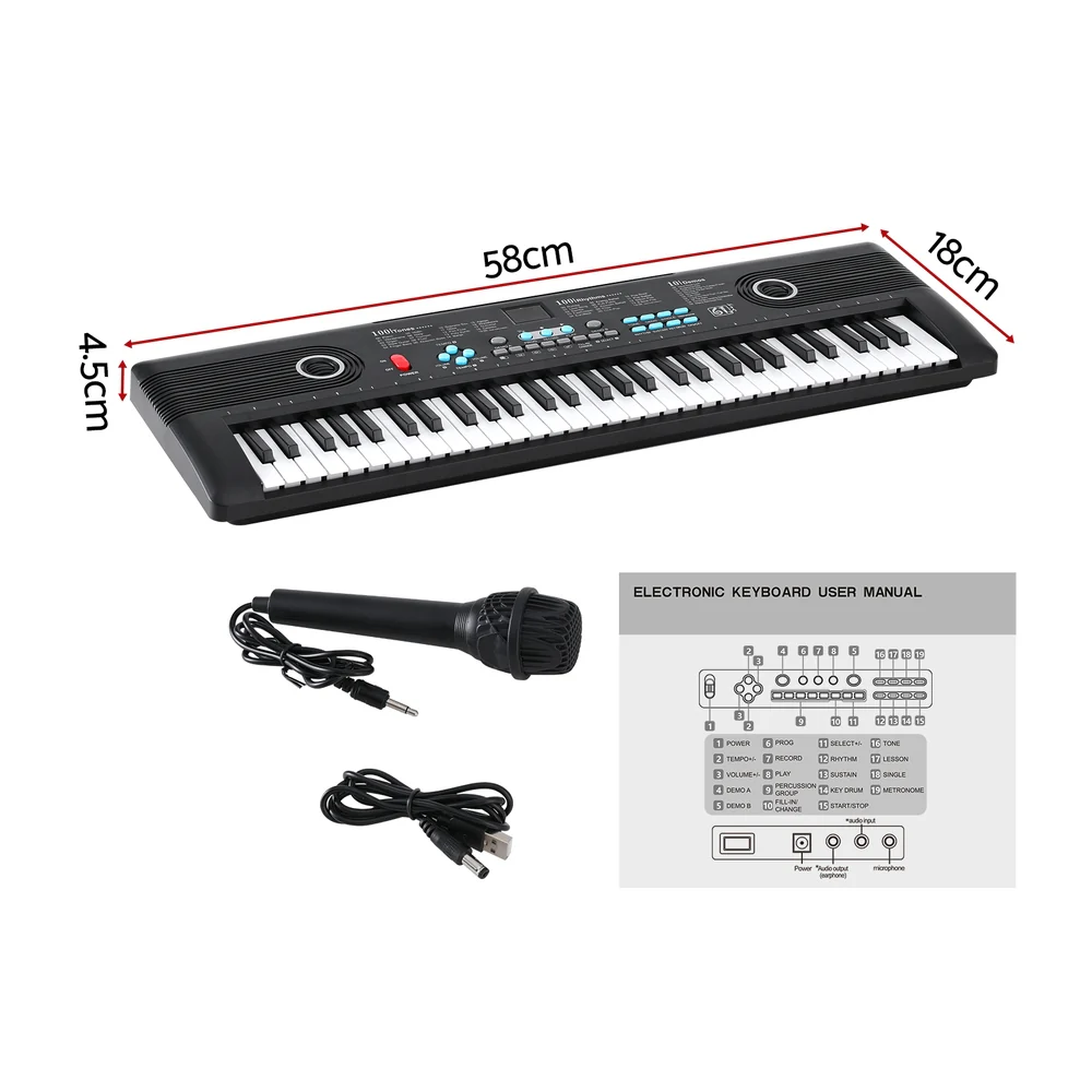 Alpha 61-Key Digital Piano Keyboard Electric Kids Gift (Black) - Image 2