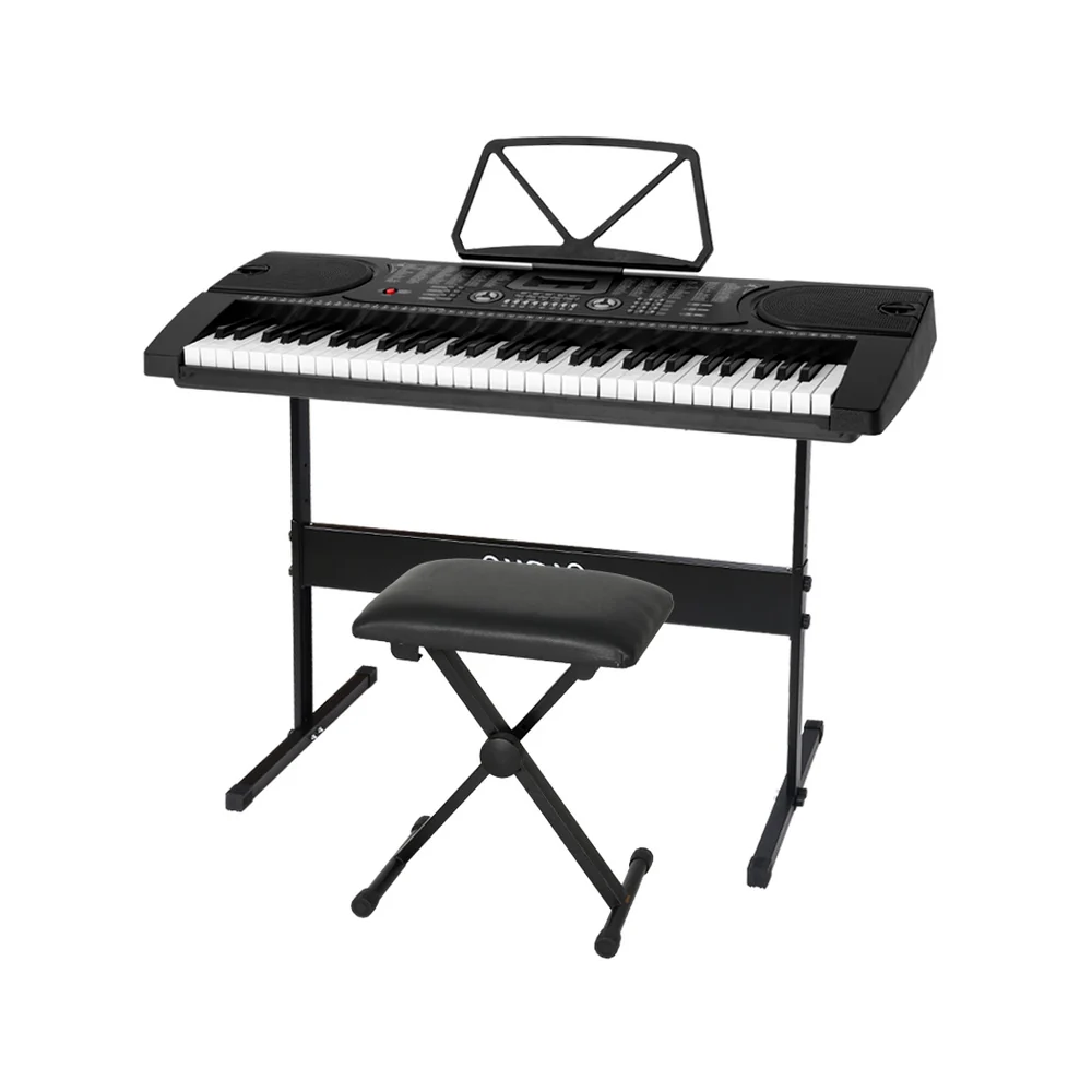 Alpha 61 Keys Electronic Piano Keyboard Digital Electric with Stand Stool (Black) - Image 3