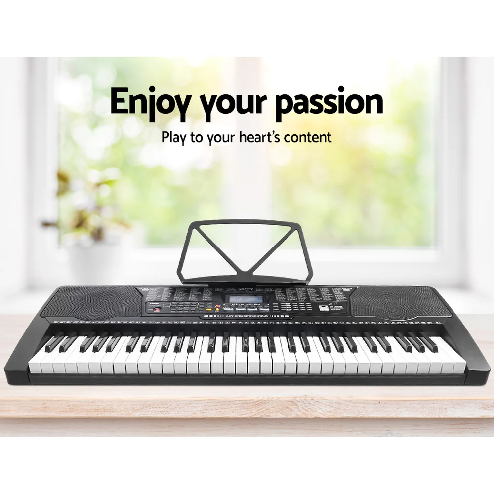 Alpha 61 Keys Electronic Piano Keyboard Digital Electric with Stand Stool Lighted - Image 4