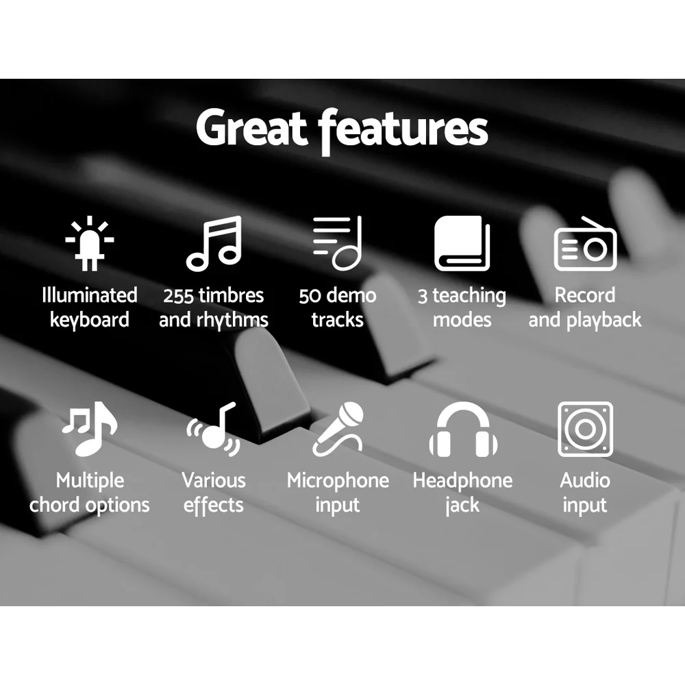 Alpha 61 Keys Electronic Piano Keyboard Digital Electric with Stand Stool (Pink) - Image 5