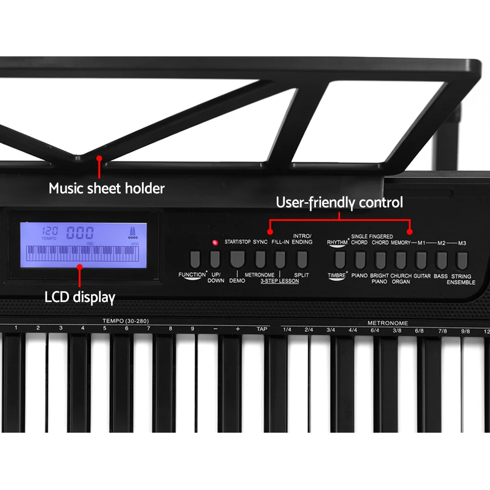 Alpha 61 Keys Electronic Piano Keyboard Digital Electric with Stand Stool Touch - Image 4