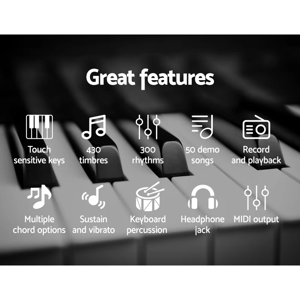 Alpha 61 Keys Electronic Piano Keyboard Digital Electric with Stand Stool Touch - Image 5