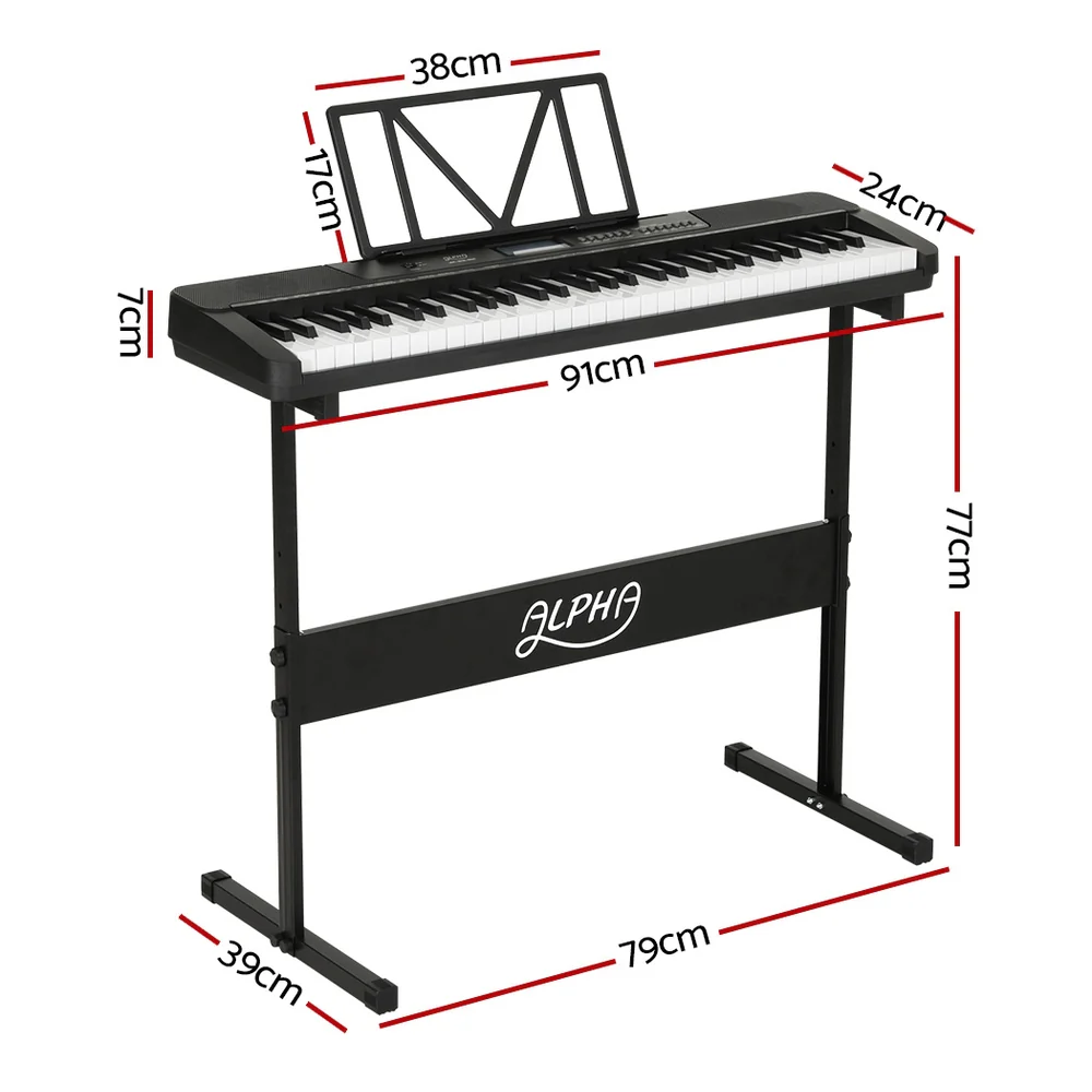 Alpha 61 Keys Electronic Piano Keyboard Digital Electric with Stand Touch Sensitive - Image 2