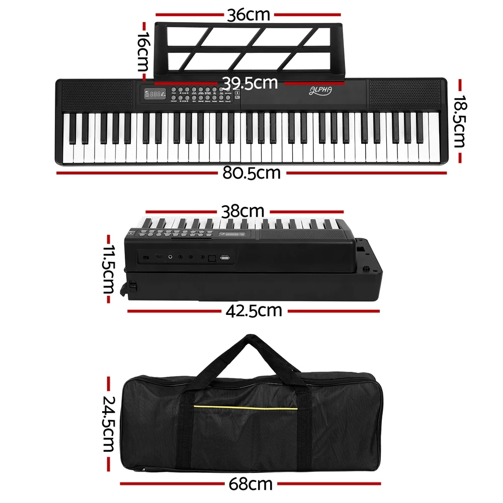Alpha 61 Keys Foldable Electronic Piano Keyboard Digital Electric with Carry Bag - Image 2