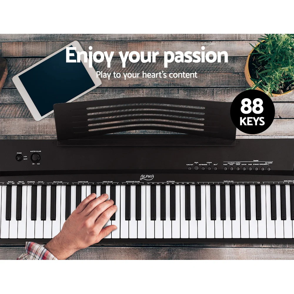 Alpha 88 Keys Electronic Piano Keyboard Digital Electric with Stand Stool Pedal - Image 4