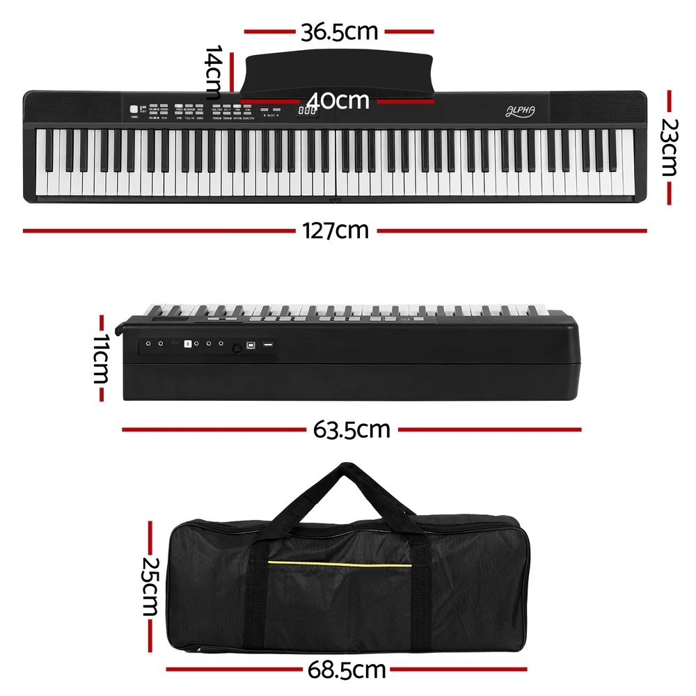 Alpha 88 Keys Foldable Electronic Piano Keyboard Digital Electric with Carry Bag - Image 2