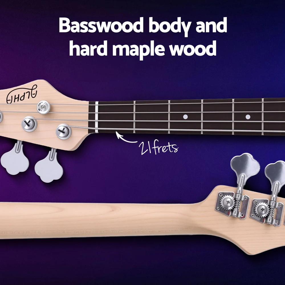 Alpha Electric Guitar Bass  47 Inch Red - Image 5