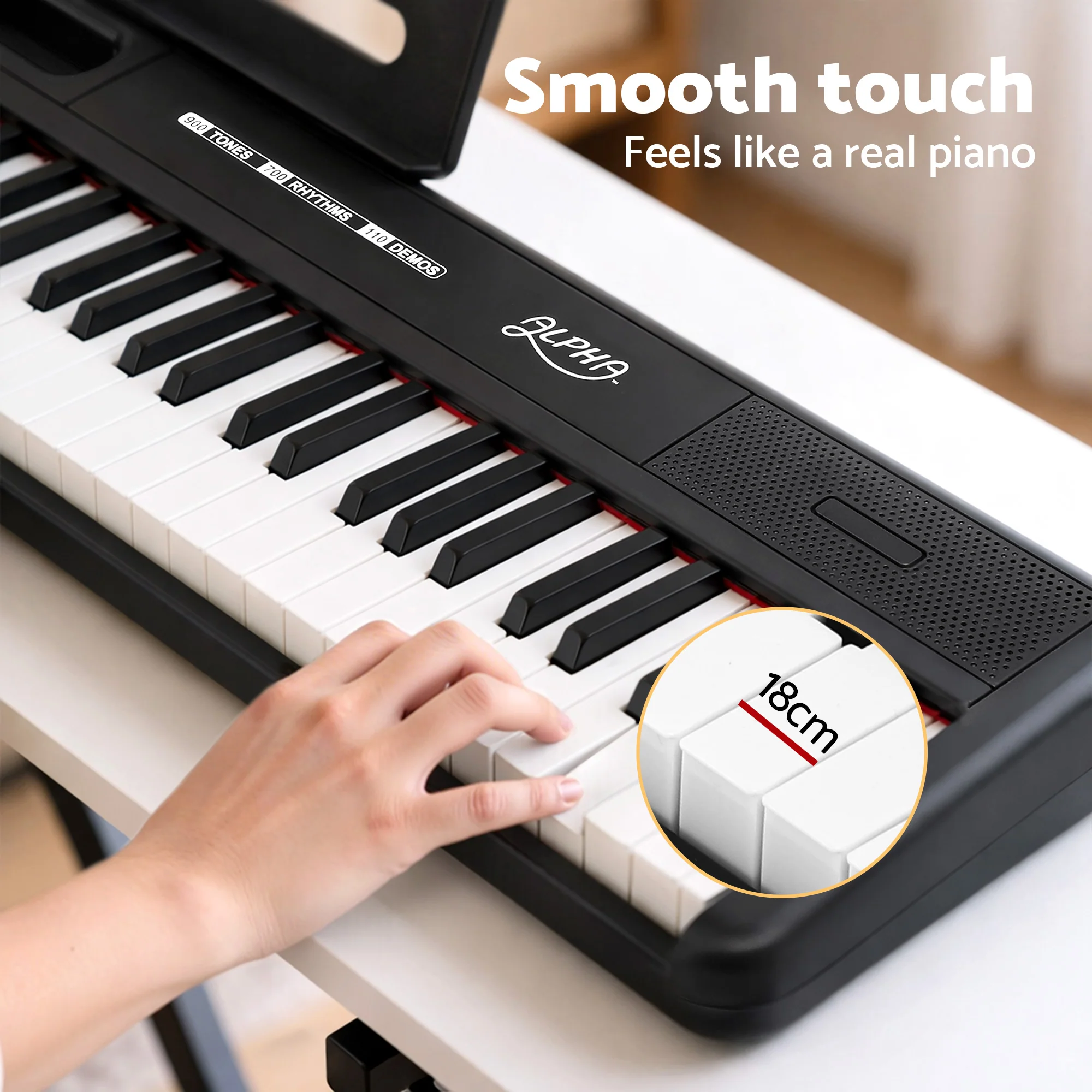 Alpha Piano Keyboard 88 Keys Electric Electronic Keyboard Piano Gift (Black) - Image 6