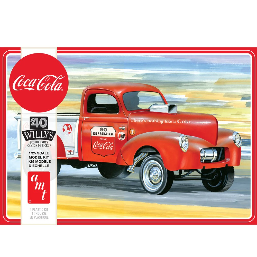 AMT 1145M 1/25 1940 Willys Pickup Gasser CocaCola Plastic Model Kit - Image 3