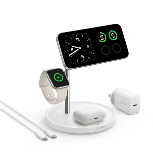 Anker MagGo 3-in-1 Wireless Charging Stand with Qi2 (White) - Image 2