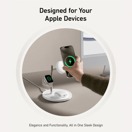 Anker MagGo 3-in-1 Wireless Charging Stand with Qi2 (White) - Image 9