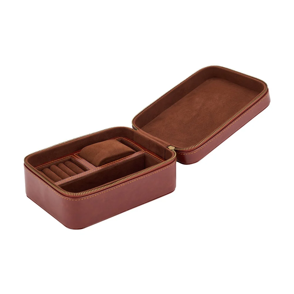 Annabel Trends Gentlemans Jewellery Travel Watch Box with Vegan Leather 8.5x13.5cm - Image 6