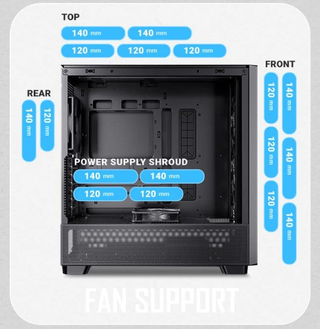 Antec Flux Premium Walnut Trim Mid-Tower Case (Black) - Image 3