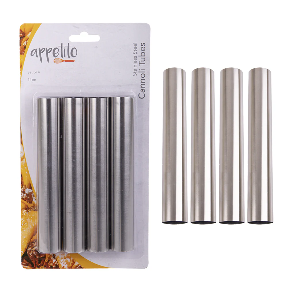 Appetito Stainless Steel Cannoli Tube Home Kitchen Pastry Baking 4pc - Image 2